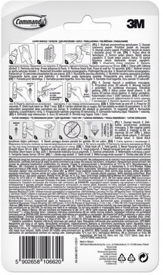Carlig Jumbo 1 carlig + 4 benzi dublu adezive/set Command 3M
